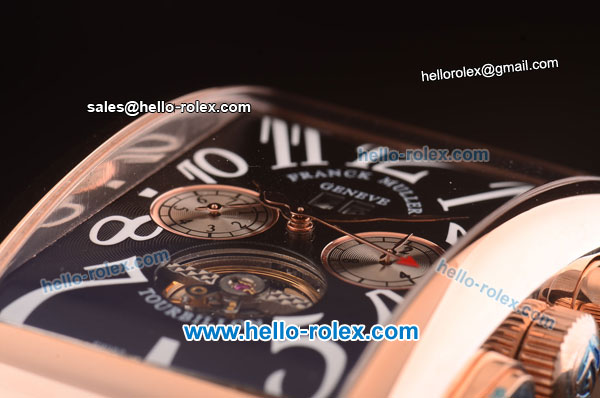 Franck Muller Long Island Tourbillon Automatic Movement Rose Gold Case with Black Dial and White Numeral Markers - Click Image to Close